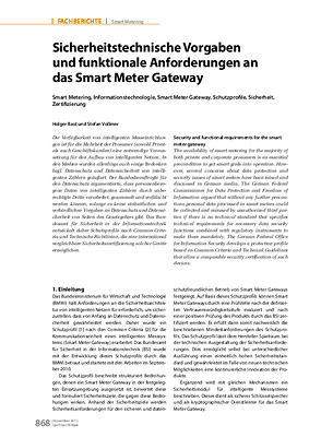 Sicherheitstechnische Vorgaben und funktionale Anforderungen an das Smart Meter Gateway