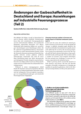 Änderungen der Gasbeschaffenheit in Deutschland und Europa: Auswirkungen auf industrielle Feuerungsprozesse (Teil 2)
