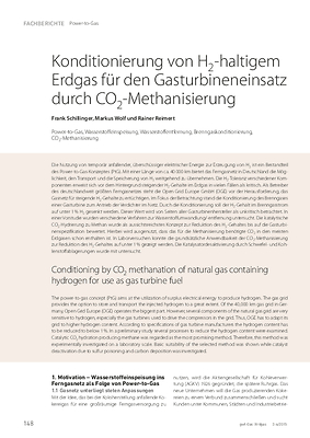 Konditionierung von H2-haltigem Erdgas für den Gasturbineneinsatz durch CO2-Methanisierung