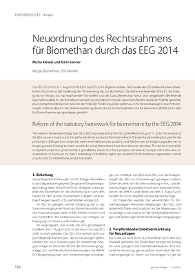 Neuordnung des Rechtsrahmens für Biomethan durch das EEG 2014