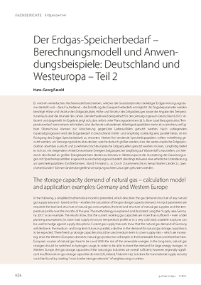 Der Erdgas-Speicherbedarf – Berechnungsmodell und Anwendungsbeispiele: Deutschland und Westeuropa – Teil 2