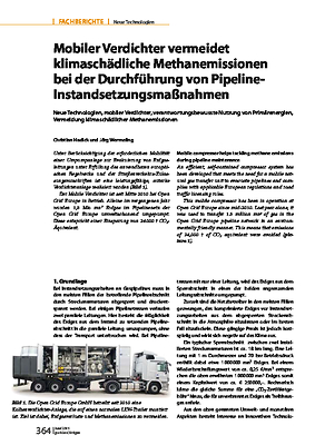 Mobiler Verdichter vermeidet klimaschädliche Methanemissionen bei der Durchführung von Pipeline-Instandsetzungsmaßnahmen