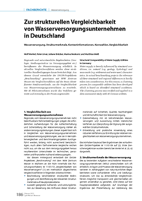 Zur strukturellen Vergleichbarkeit von Wasserversorgungsunternehmen in Deutschland