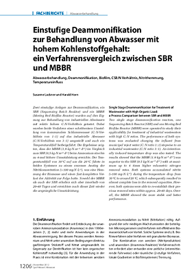 Einstufige Deammonifikation zur Behandlung von Abwasser mit hohem Kohlenstoffgehalt: ein Verfahrensvergleich zwischen SBR und MBBR