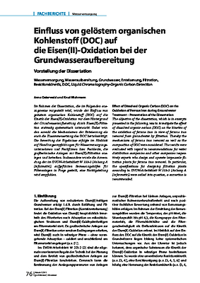 Einfluss von gelöstem organischen Kohlenstoff (DOC) auf die Eisen(II)-Oxidation bei der Grundwasseraufbereitung