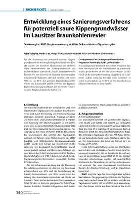 Entwicklung eines Sanierungsverfahrens für potenziell saure Kippengrundwässer im Lausitzer Braunkohlenrevier