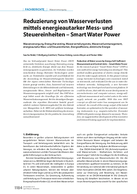 Reduzierung von Wasserverlusten mittels energieautarker Mess- und Steuereinheiten – Smart Water Power