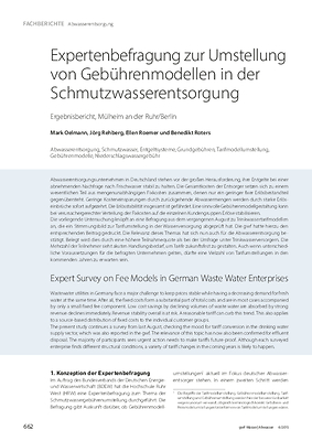 Expertenbefragung zur Umstellung von Gebührenmodellen in der Schmutzwasserentsorgung