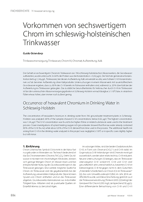 Vorkommen von sechswertigem Chrom im schleswig-holsteinischen Trinkwasser