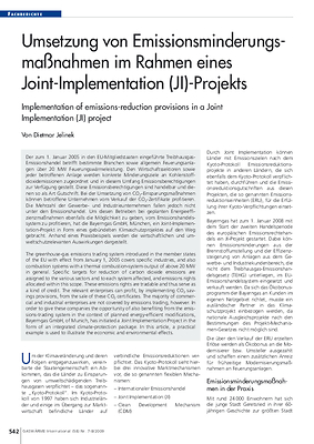 Umsetzung von Emissionsminderungsmaßnahmen im Rahmen eines Joint-Implementation (JI)-Projekts