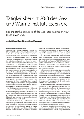 Tätigkeitsbericht 2013 des Gas und Wärme-Instituts Essen e.V.