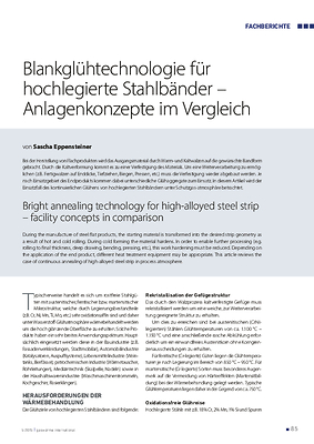Blankglühtechnologie für hochlegierte Stahlbänder – Anlagenkonzepte im Vergleich