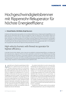 Hochgeschwindigkeitsbrenner mit Rippenrohr-Rekuperator für höchste Energieeffizienz