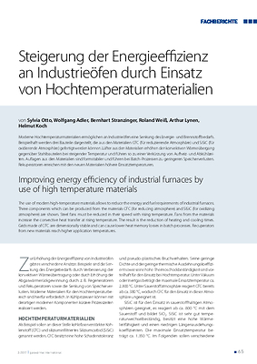 Steigerung der Energieeffizienz an Industrieöfen durch Einsatz von Hochtemperatur­materialien