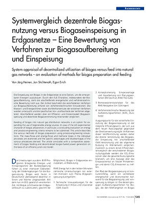 Systemvergleich dezentrale Biogasnutzung versus Biogaseinspeisung in Erdgasnetze - Eine Bewertung von Verfahren zur Biogasaufbereitung und Einspeisung