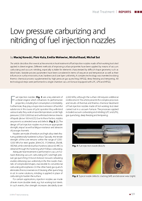 Low pressure carburizing and nitriding of fuel injection nozzles