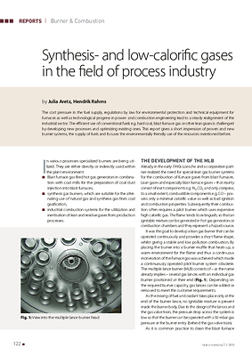 Synthesis- and low-calorific gases in the field of process industry