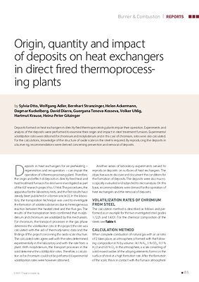Origin, quantity and impact of deposits on heat exchangers in direct fired thermoprocessing plants