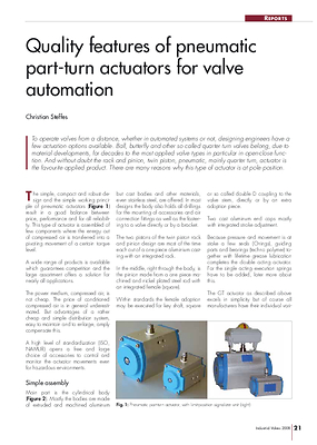 Quality features of pneumatic part-turn actuators for valve automation