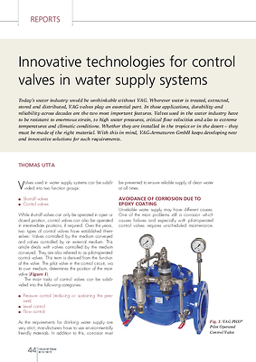 Innovative technologies for control valves in water supply systems