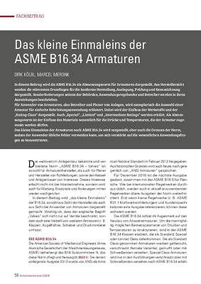 Das kleine Einmaleins der ASME B16.34 Armaturen