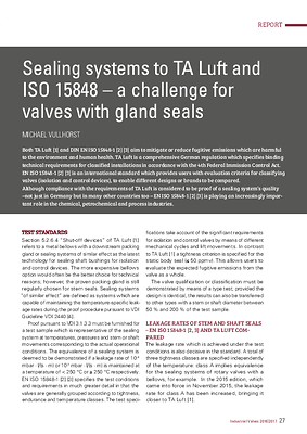 Sealing systems to TA Luft and ISO 15848 – a challenge for valves with gland seals