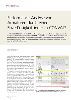 Performance-Analyse von Armaturen durch einen Zuverlässigkeitsindex in CONVAL®
