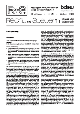 R + S - Recht und Steuern im Gas- und Wasserfach - Ausgabe 05-06 2008