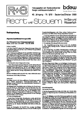 R + S - Recht und Steuern im Gas- und Wasserfach - Ausgabe 09-10 2009