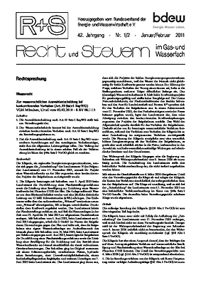 R + S - Recht und Steuern im Gas- und Wasserfach - Ausgabe 01-02 2011