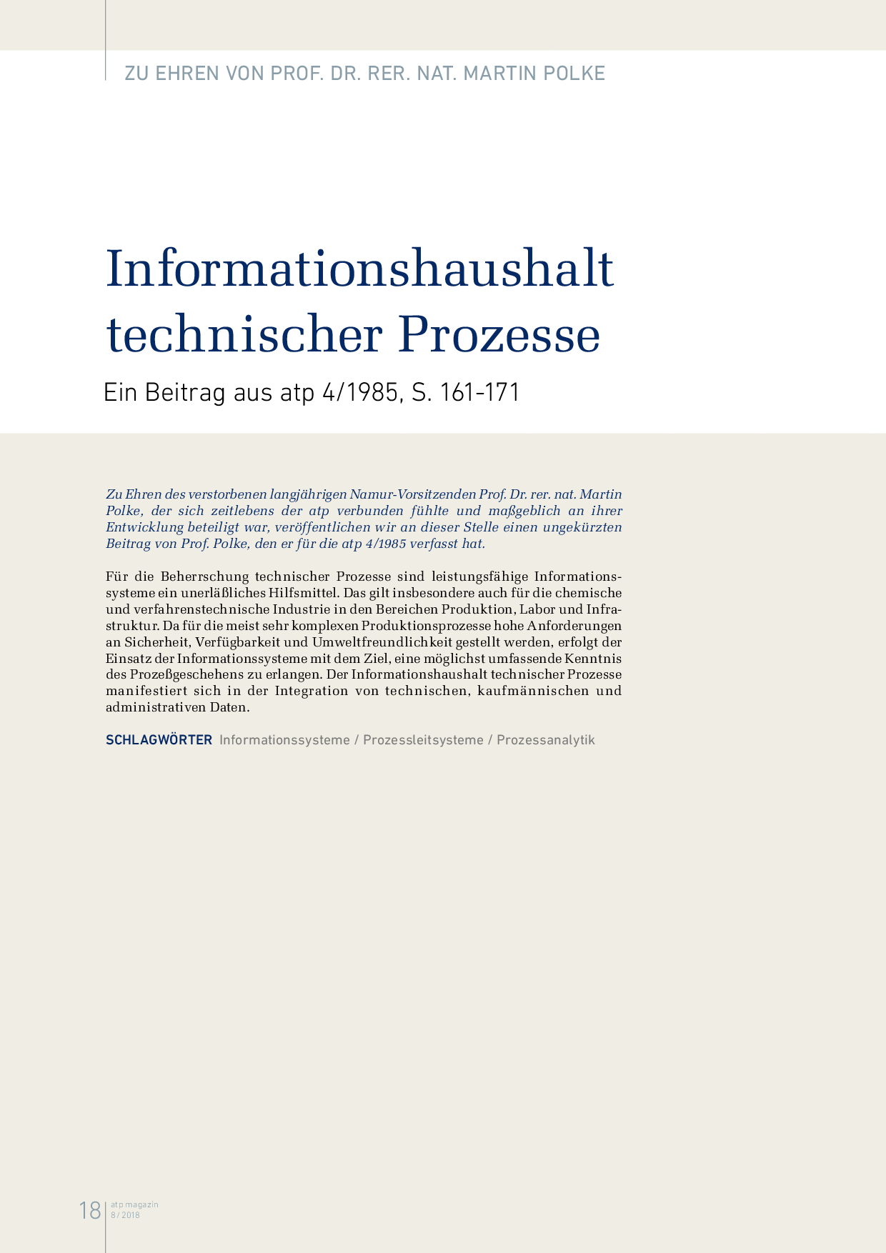 Informationshaushalt technischer Prozesse