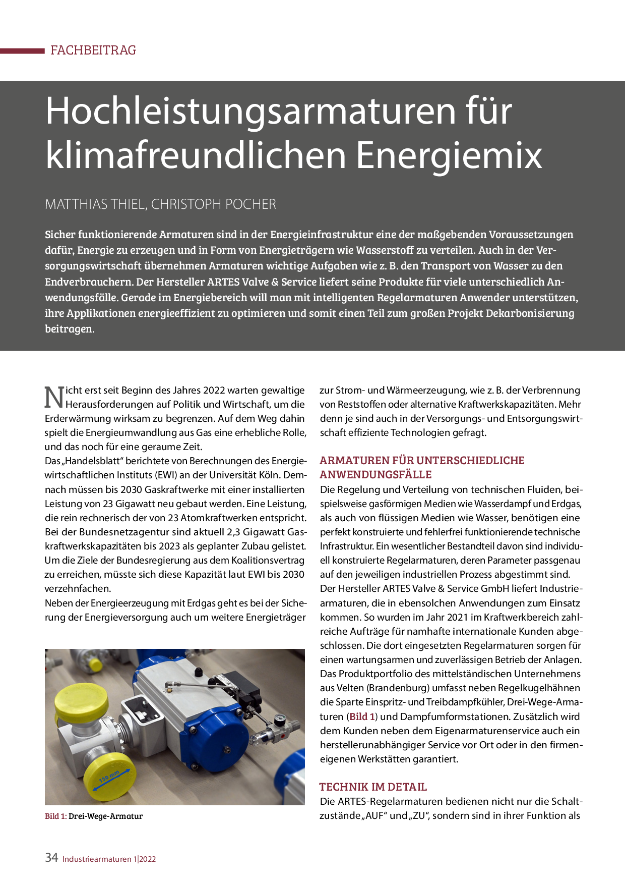 Hochleistungsarmaturen für klimafreundlichen Energiemix