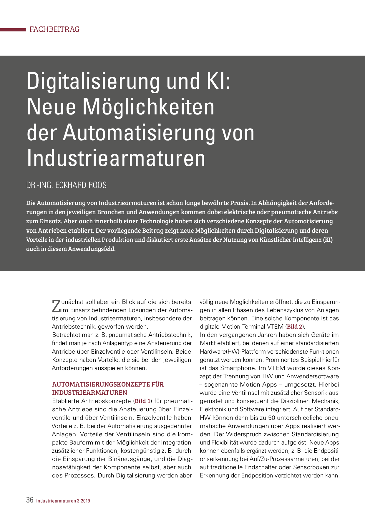 Digitalisierung und KI: Neue Möglichkeiten der Automatisierung von Industriearmaturen