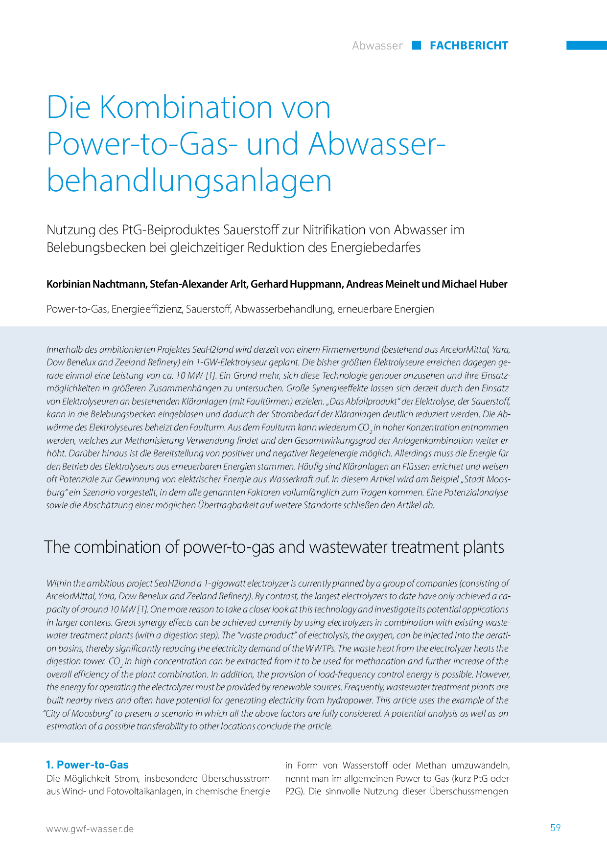 Die Kombination von Power-to-Gas- und Abwasserbehandlungsanlagen