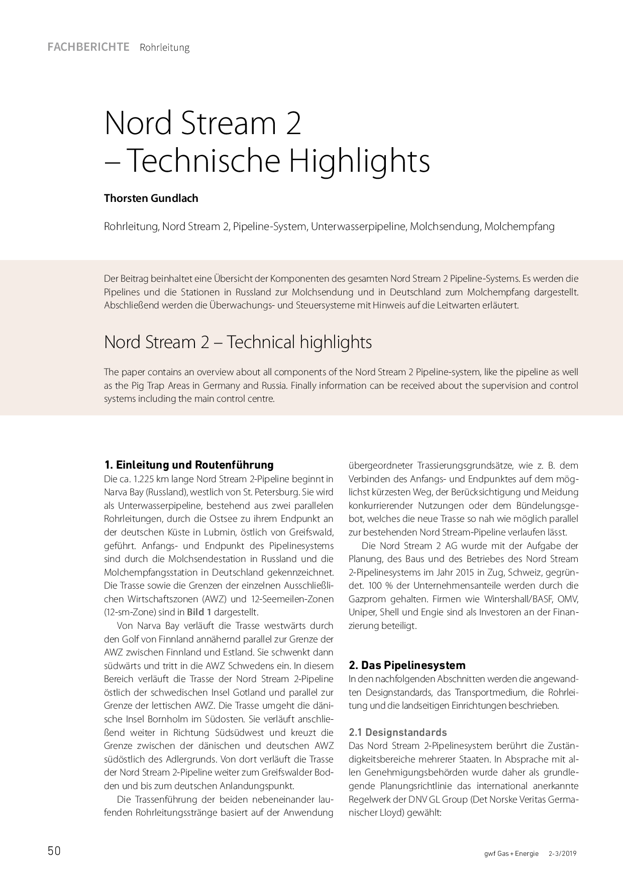 Nord Stream 2 – Technische Highlights