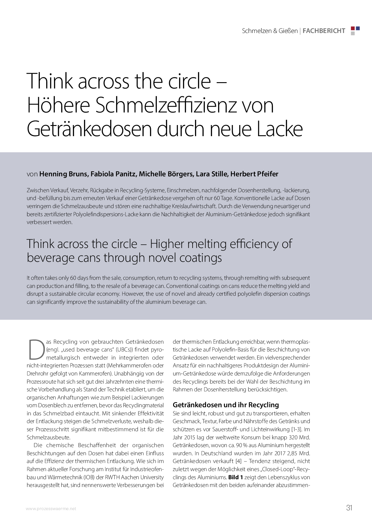 Think across the circle – Höhere Schmelzeffizienz von Getränkedosen durch neue Lacke