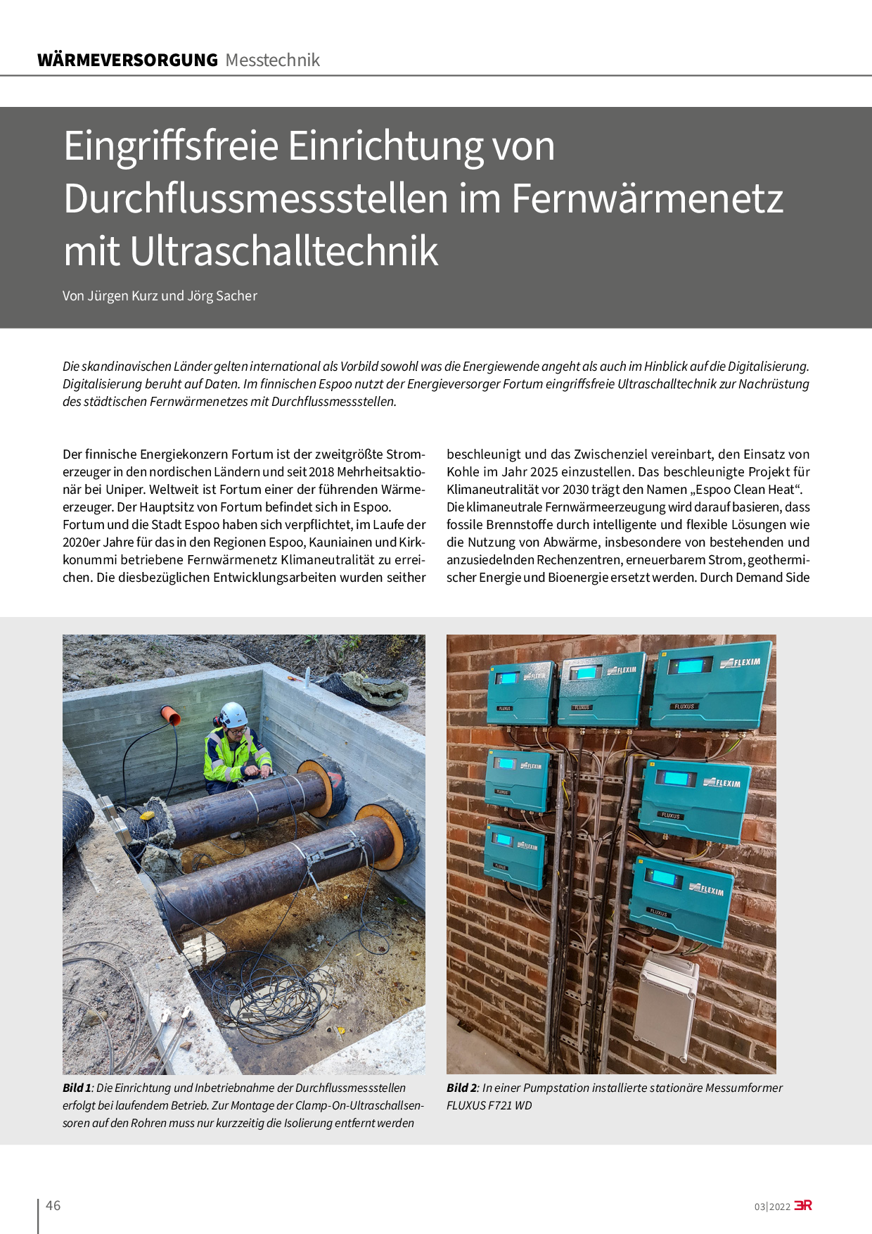 Eingriffsfreie Einrichtung von Durchflussmessstellen im Fernwärmenetz mit Ultraschalltechnik