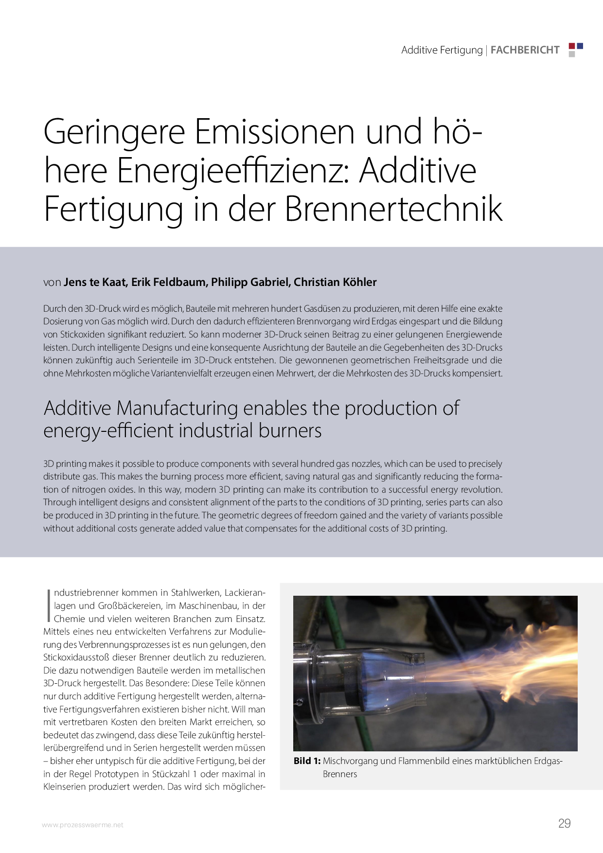 Geringere Emissionen und höhere Energieeffizienz: Additive Fertigung in der Brennertechnik