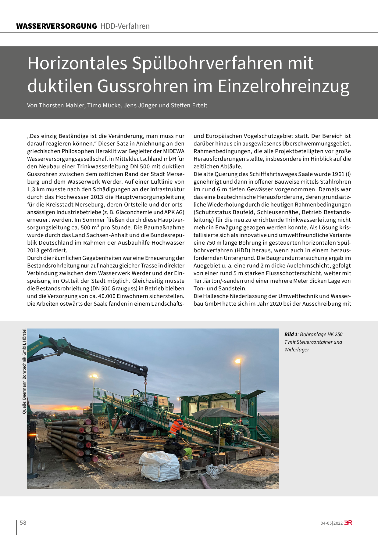 Horizontales Spülbohrverfahren mit duktilen Gussrohren im Einzelrohreinzug