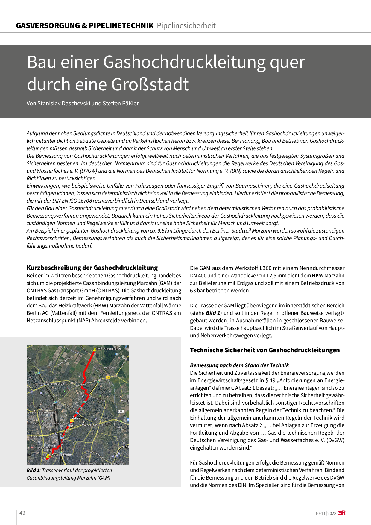 Bau einer Gashochdruckleitung quer durch eine Großstadt