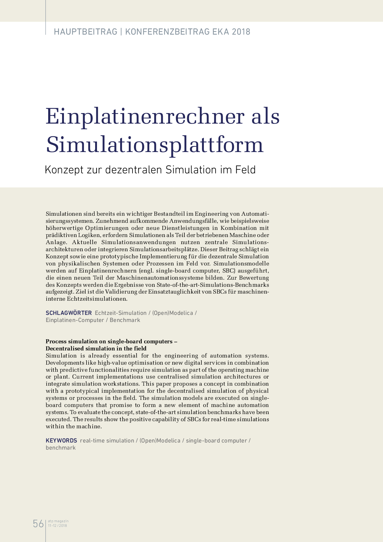 Einplatinenrechner als Simulationsplattform