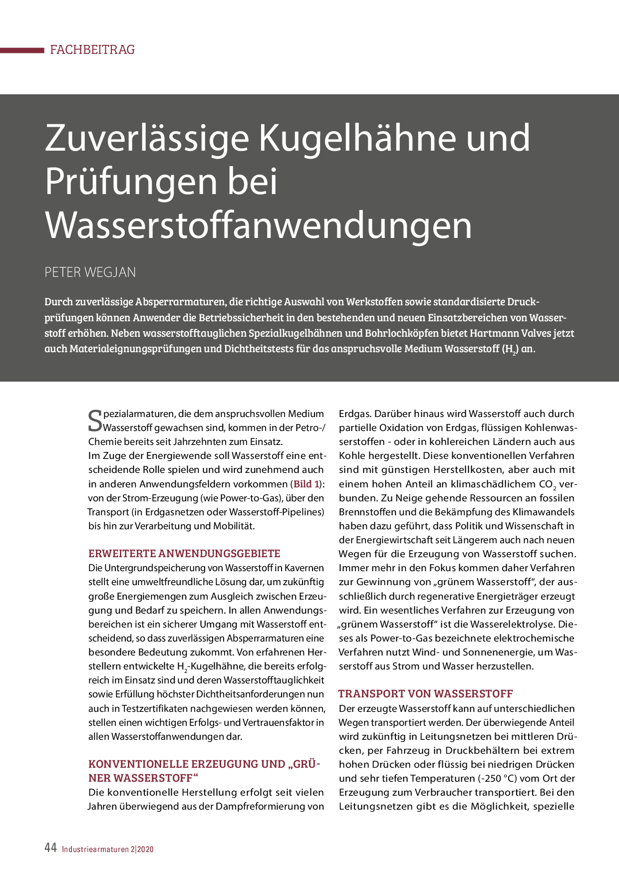 Zuverlässige Kugelhähne und Prüfungen bei Wasserstoffanwendungen