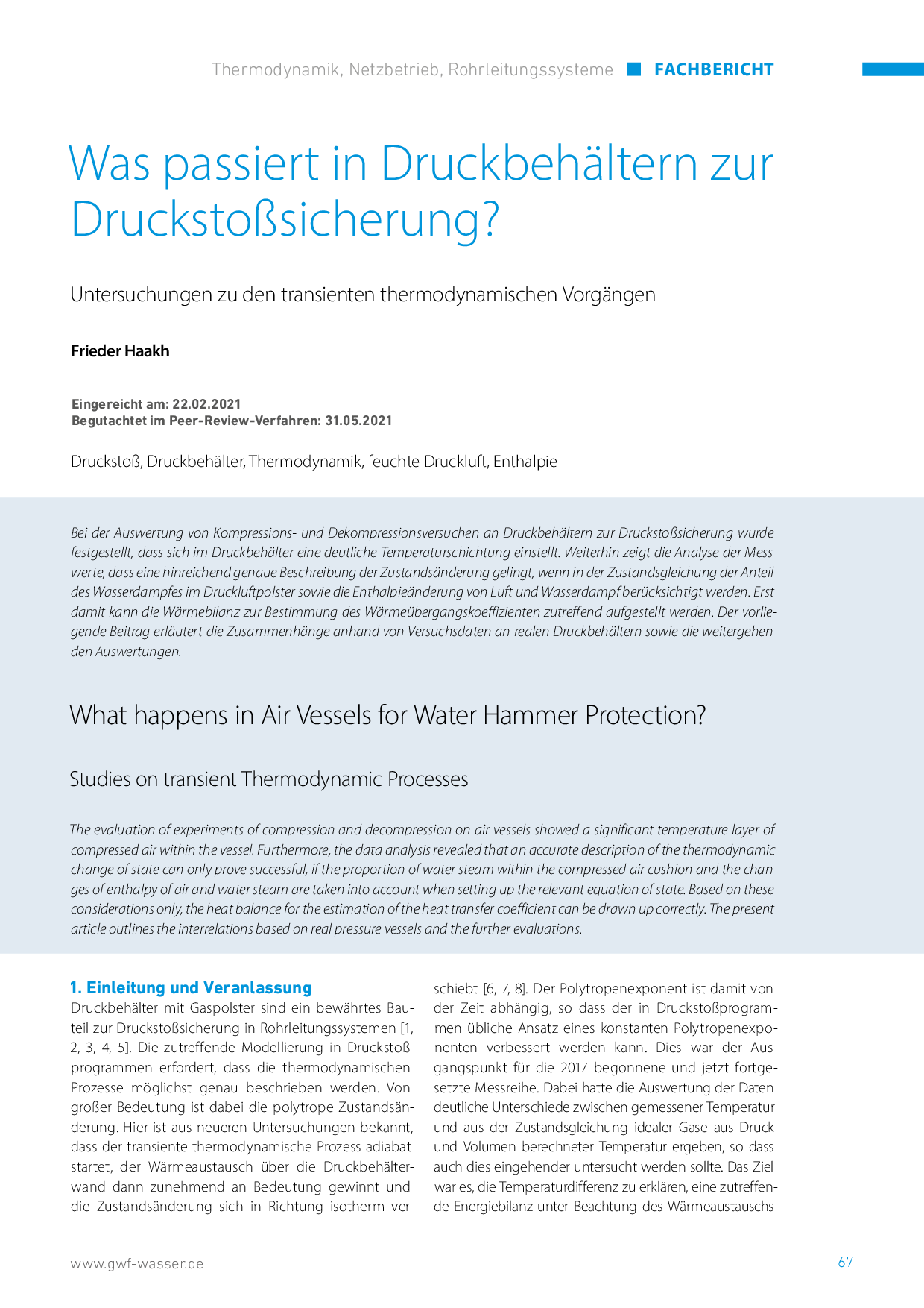 Was passiert in Druckbehältern zur Druckstoßsicherung?