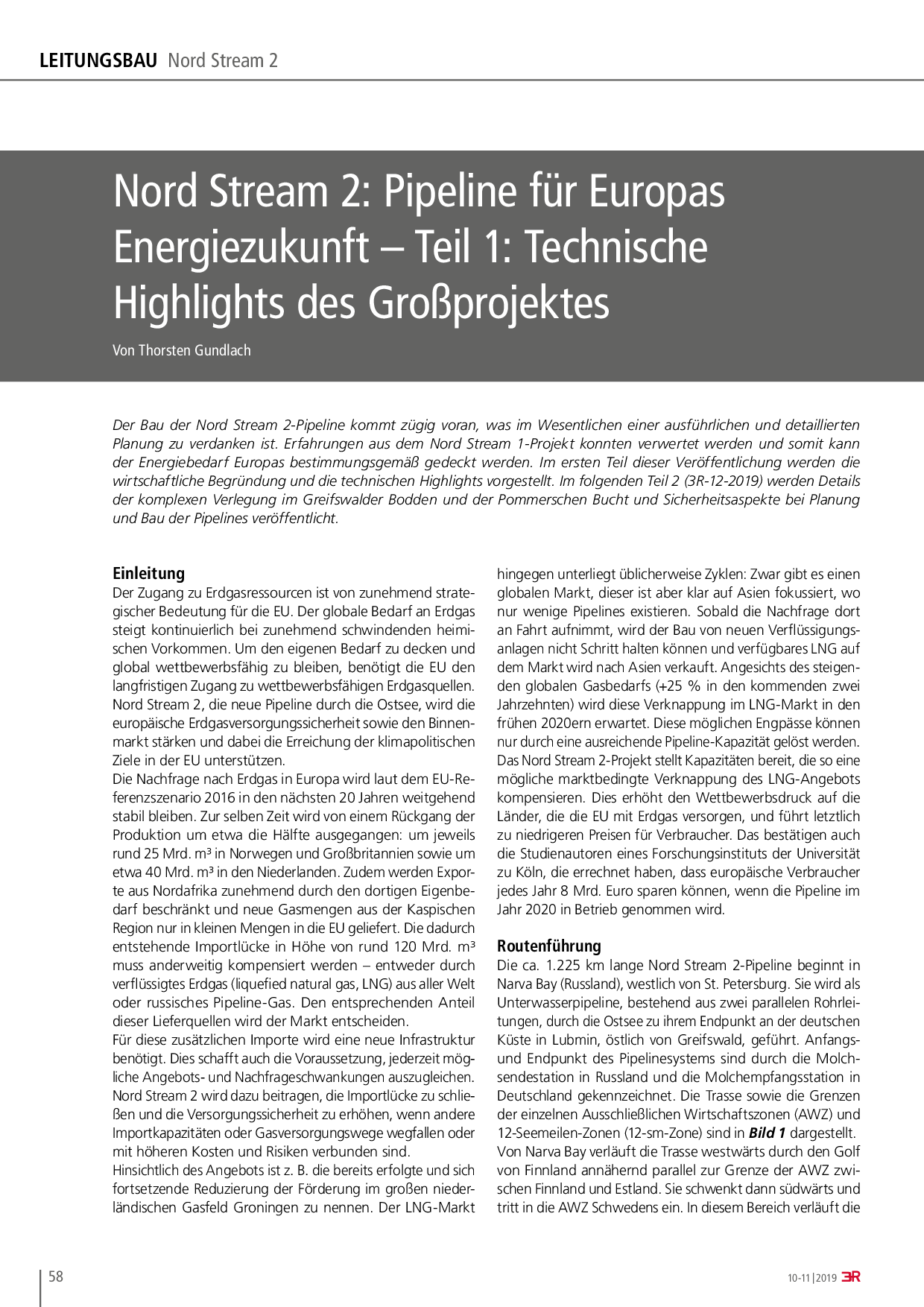 Nord Stream 2: Pipeline für Europas Energiezukunft – Teil 1: Technische Highlights des Großprojektes