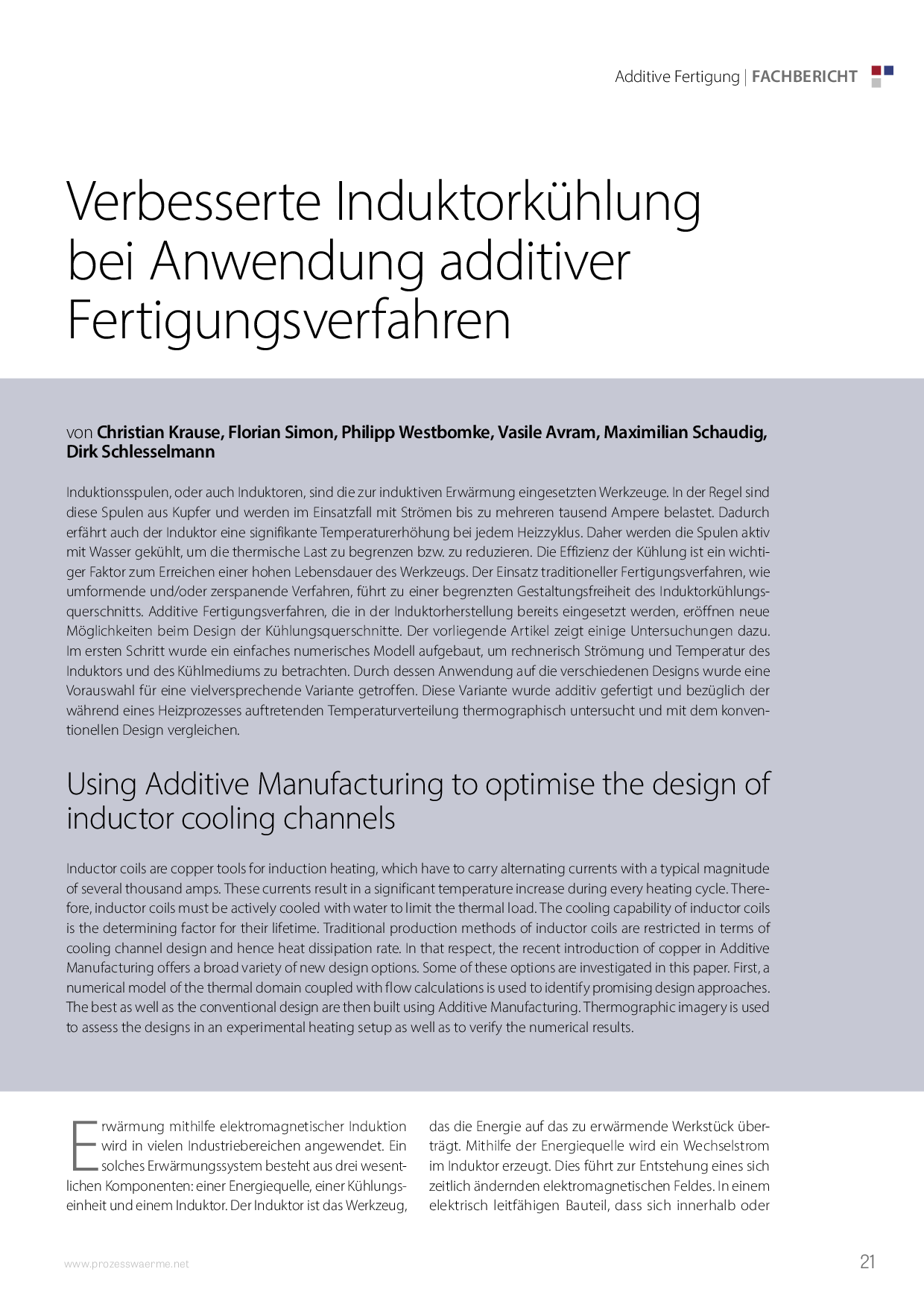 Verbesserte Induktorkühlung bei Anwendung additiver Fertigungsverfahren