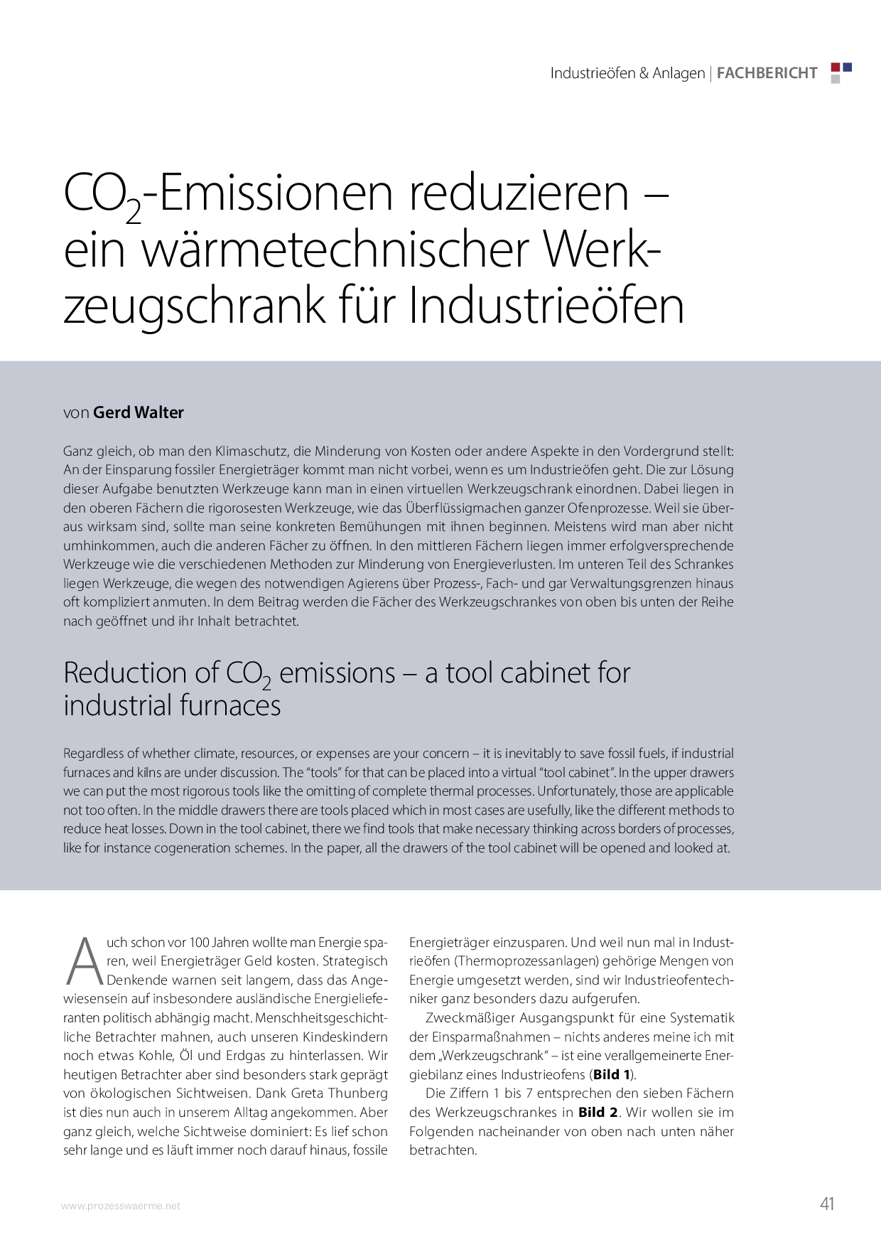 CO2-Emissionen reduzieren – ein wärmetechnischer Werkzeugschrank für Industrieöfen