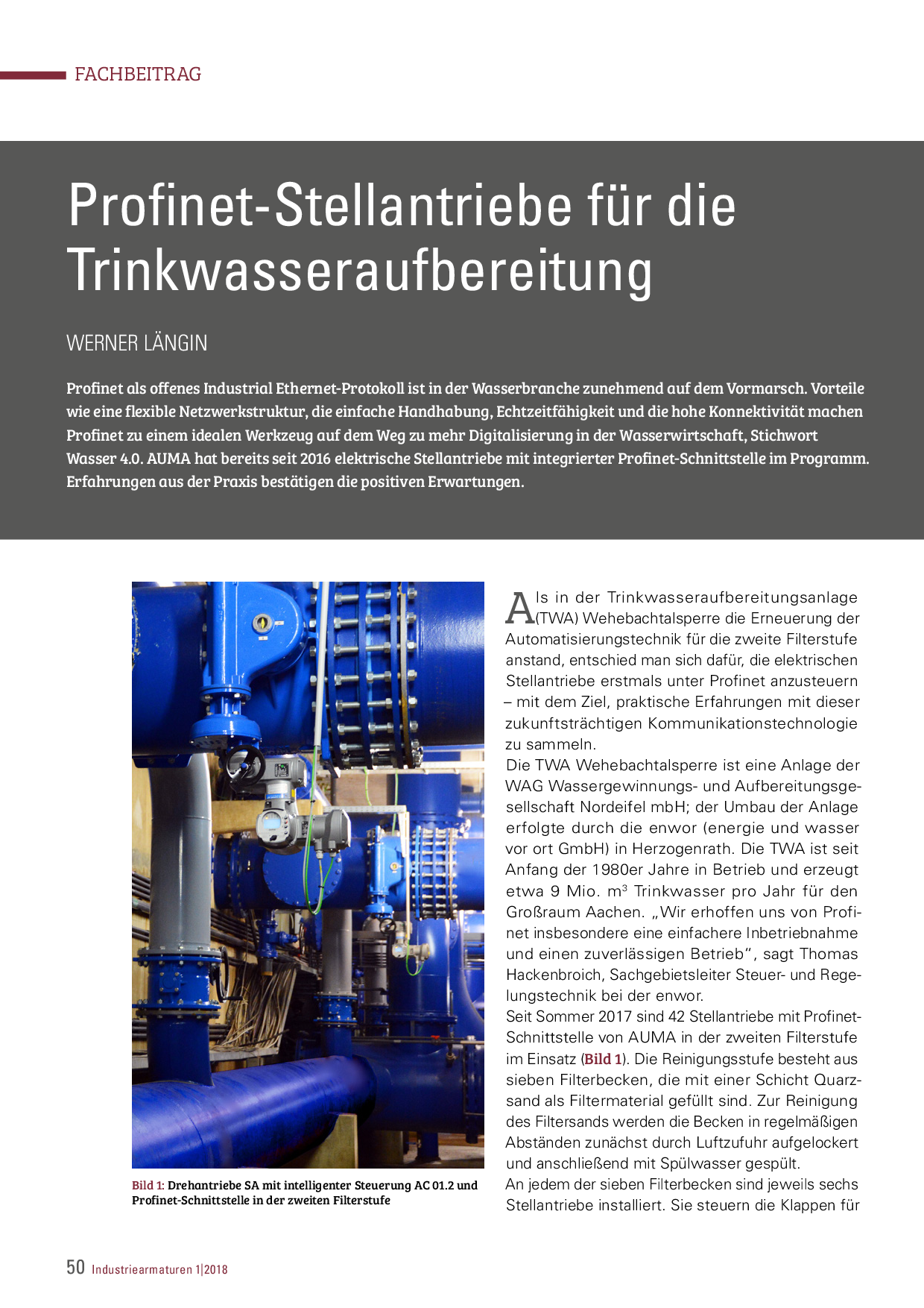 Profinet-Stellantriebe für die Trinkwasseraufbereitung