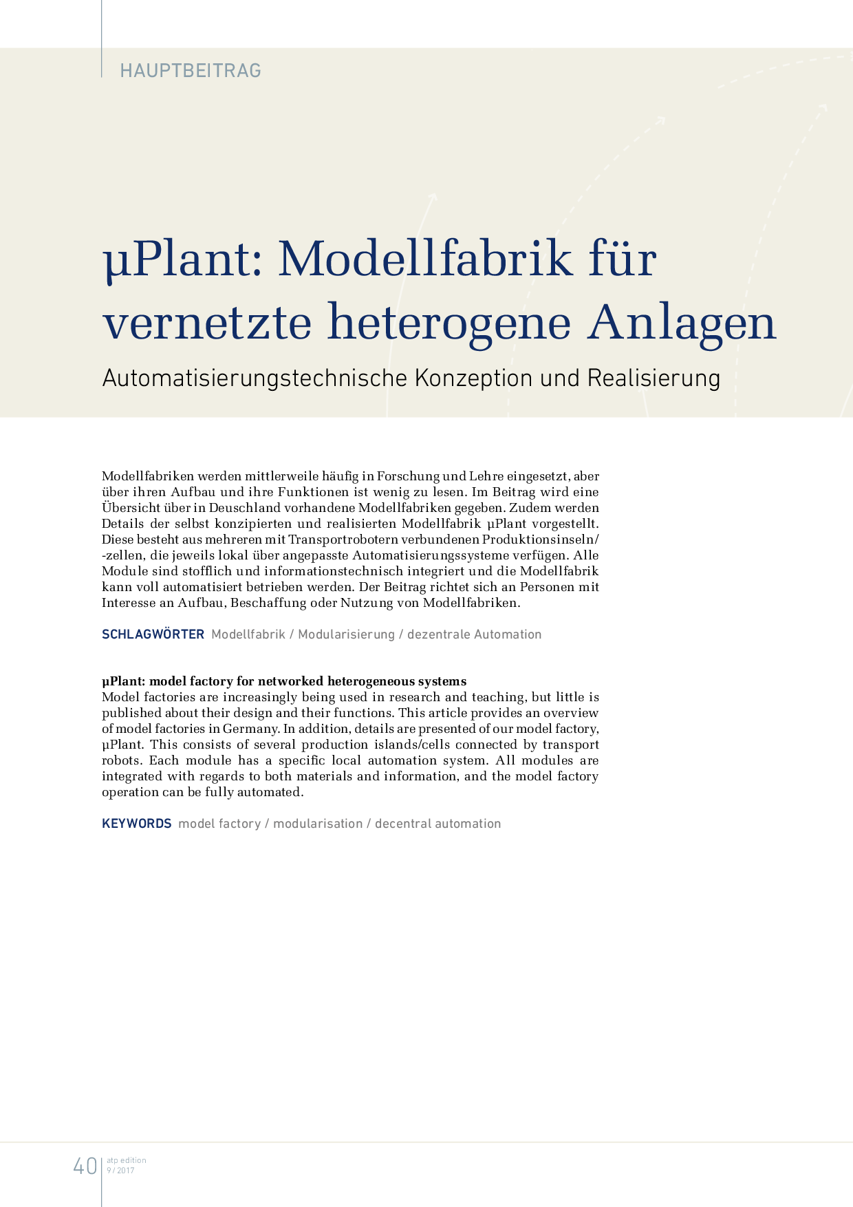 µPlant: Modellfabrik für vernetzte heterogene Anlagen