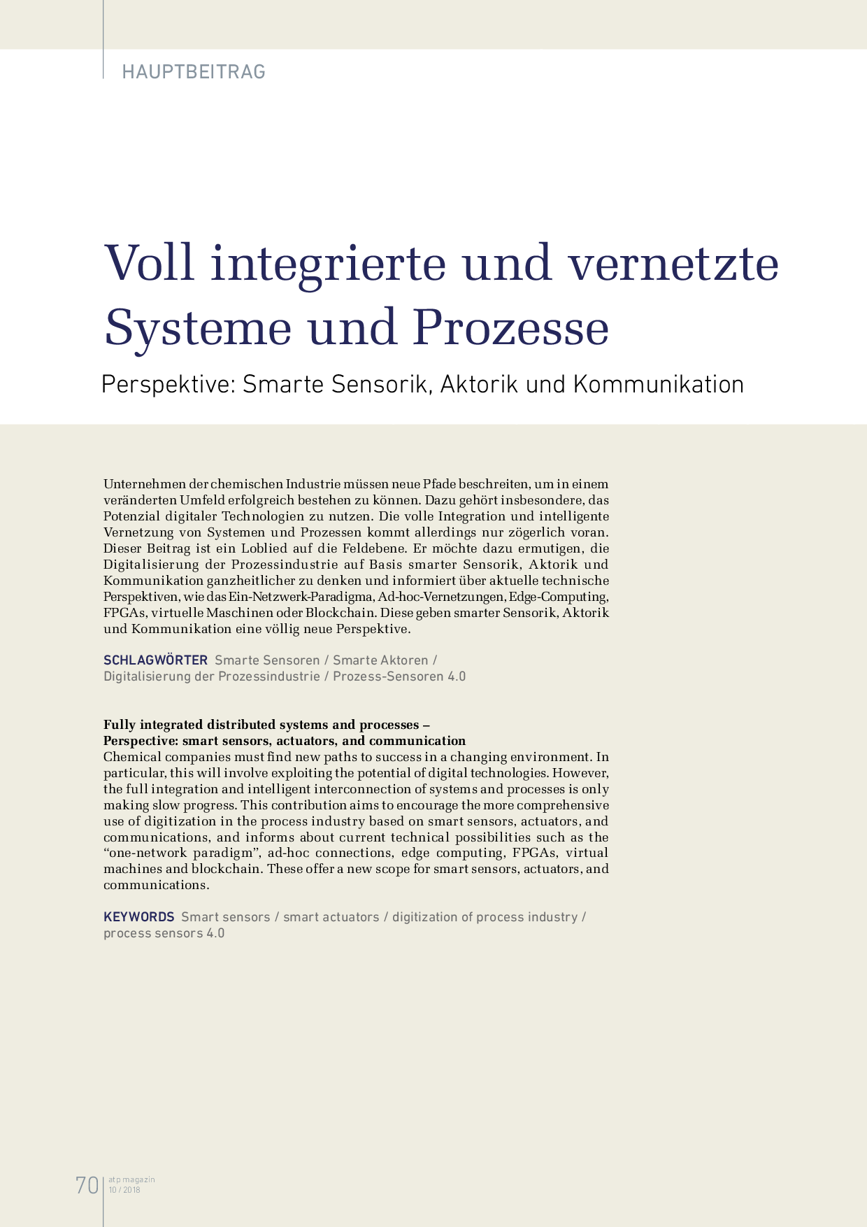 Voll integrierte und vernetzte Systeme und Prozesse