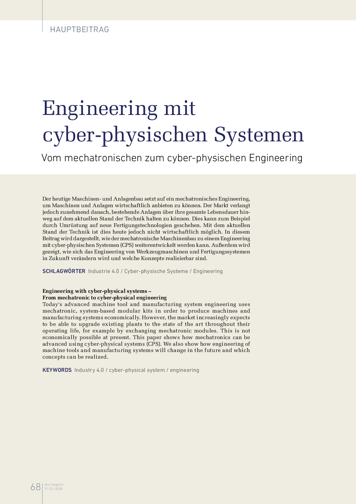 Engineering mit cyber-physischen Systemen